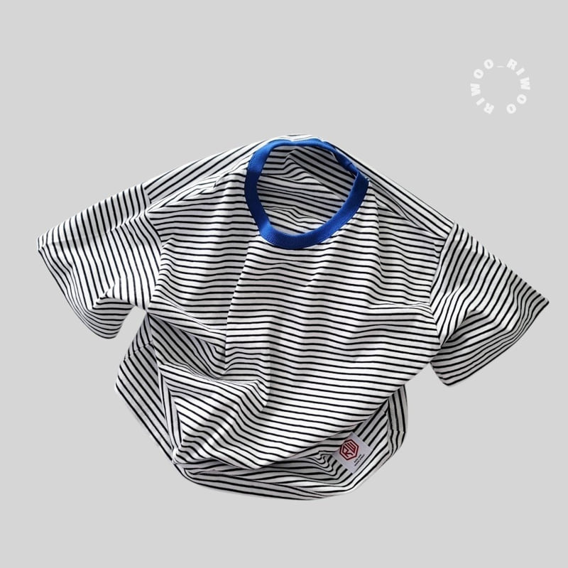 Riwoo Riwoo - Korean Children Fashion - #childrensboutique - Thin Stripe Patch Short Sleeve Tee - 6