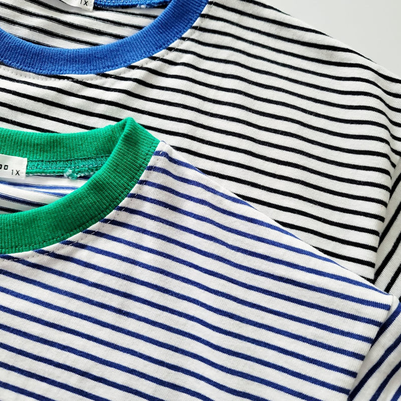 Riwoo Riwoo - Korean Children Fashion - #discoveringself - Thin Stripe Patch Short Sleeve Tee - 7