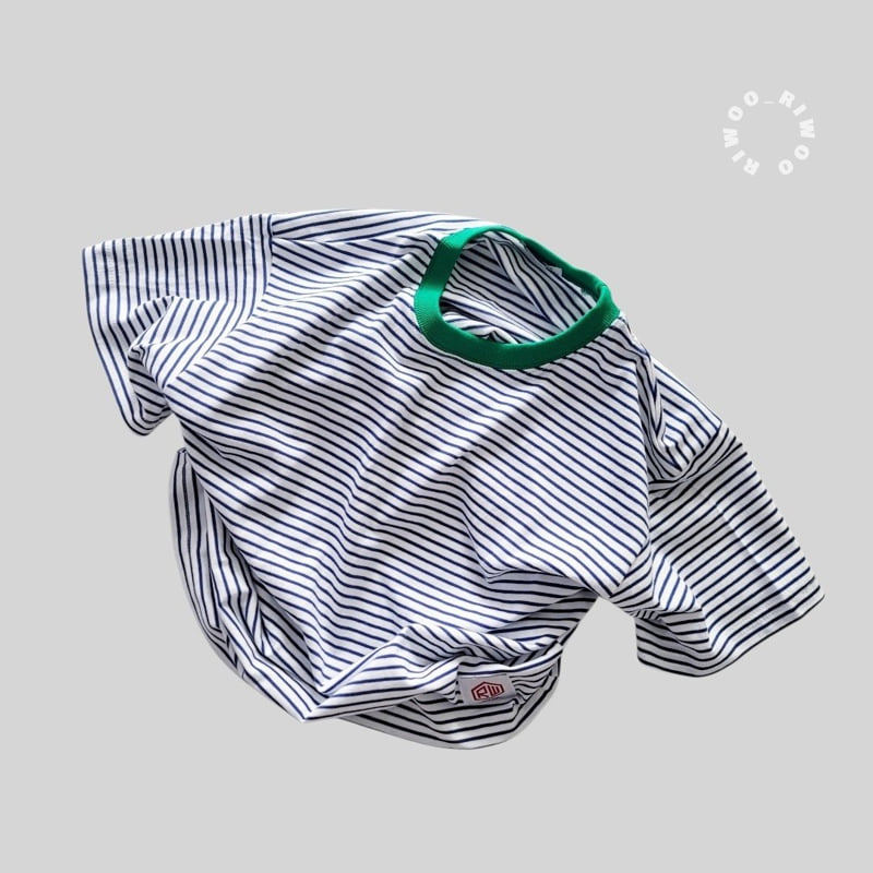 Riwoo Riwoo - Korean Children Fashion - #kidsstore - Thin Stripe Patch Short Sleeve Tee - 10