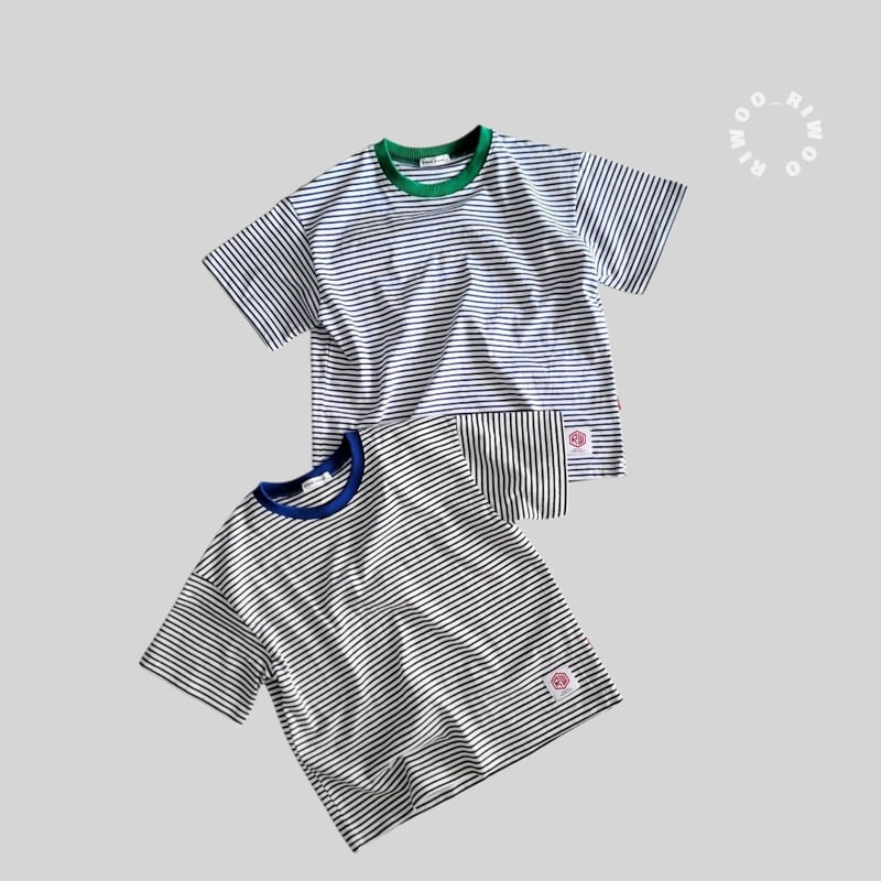 Riwoo Riwoo - Korean Children Fashion - #kidzfashiontrend - Thin Stripe Patch Short Sleeve Tee - 12