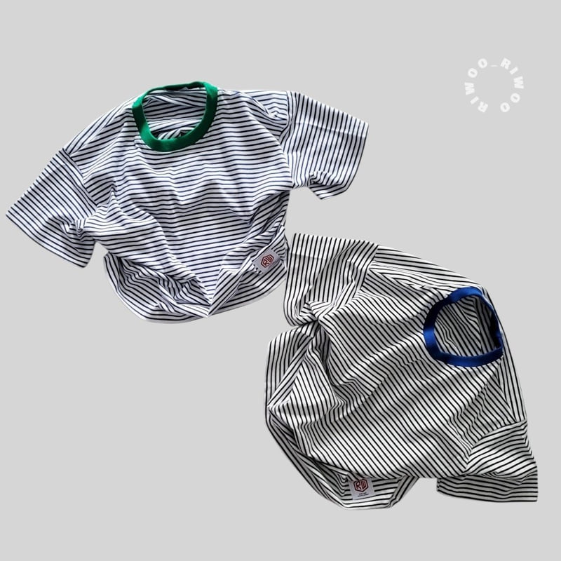 Riwoo Riwoo - Korean Children Fashion - #kidzfashiontrend - Thin Stripe Patch Short Sleeve Tee - 11