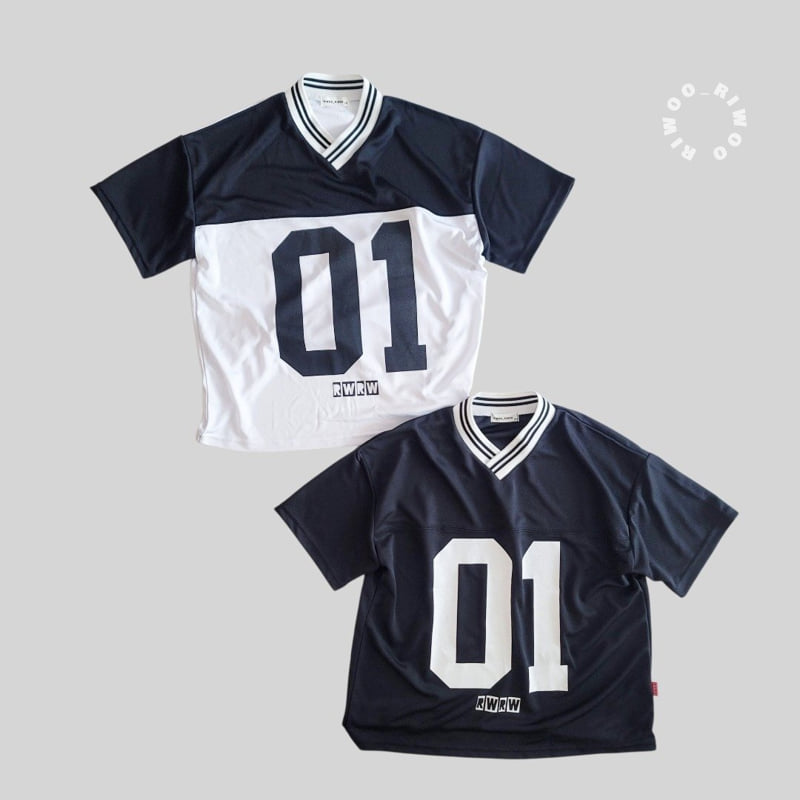 Riwoo Riwoo - Korean Children Fashion - #kidzfashiontrend - Number One Jersey V Short Sleeve Tee