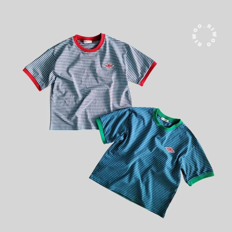 Riwoo Riwoo - Korean Children Fashion - #littlefashionista - Toktok Stripe Short Sleeve Tee