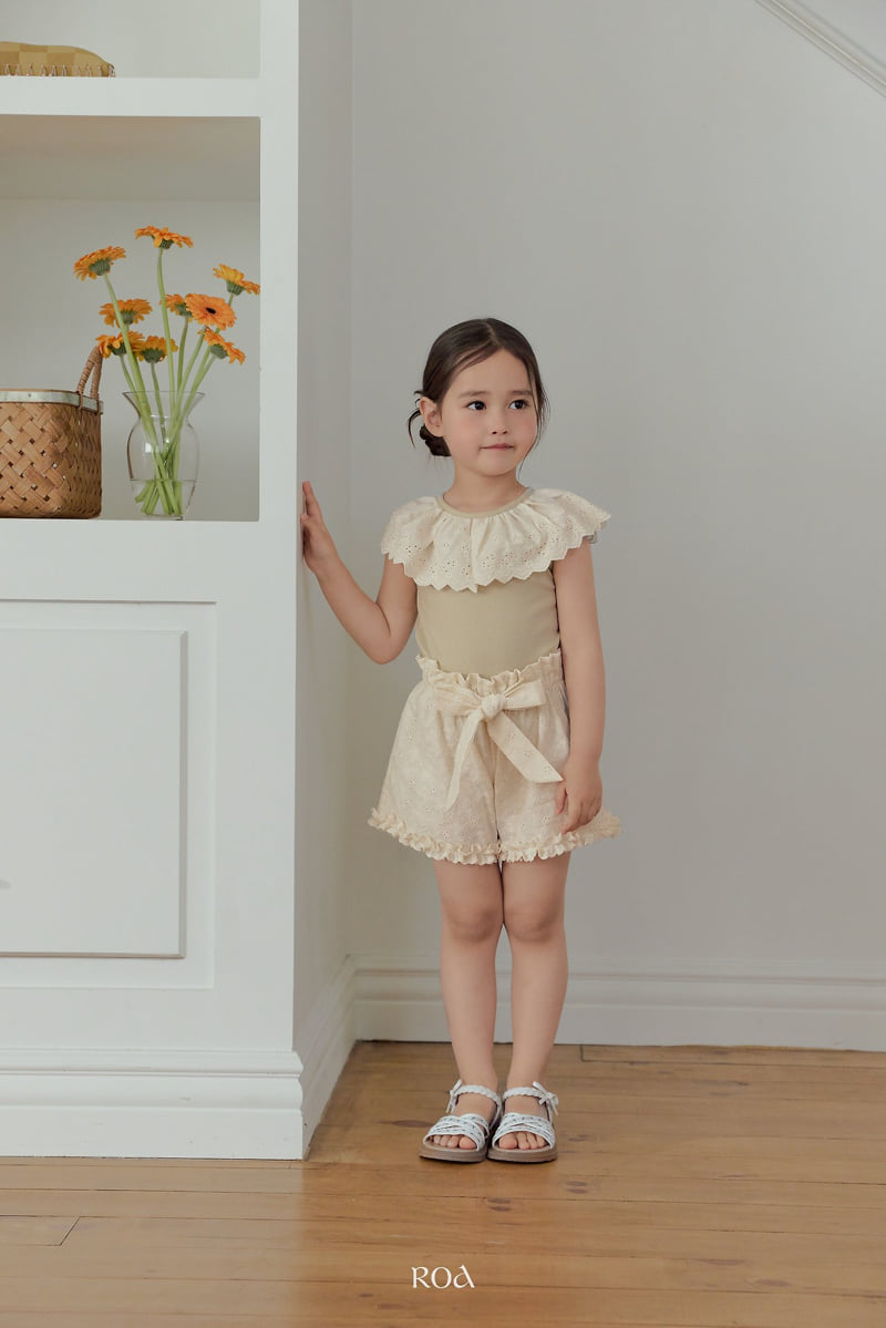 Roa - Korean Children Fashion - #childrensboutique - Vanilla Lace Sleeveless Tee - 6