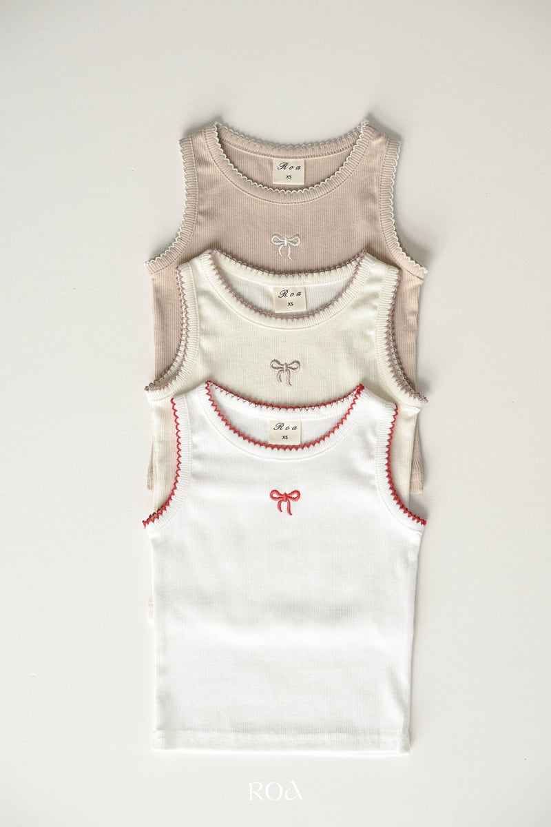 Roa - Korean Children Fashion - #designkidswear - Ribbon Embroidered Sleeveless Tee