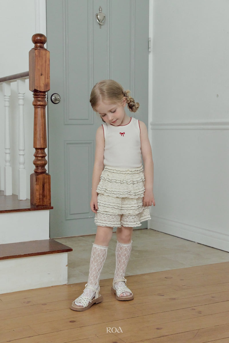 Roa - Korean Children Fashion - #fashionkids - Ribbon Embroidered Sleeveless Tee - 3