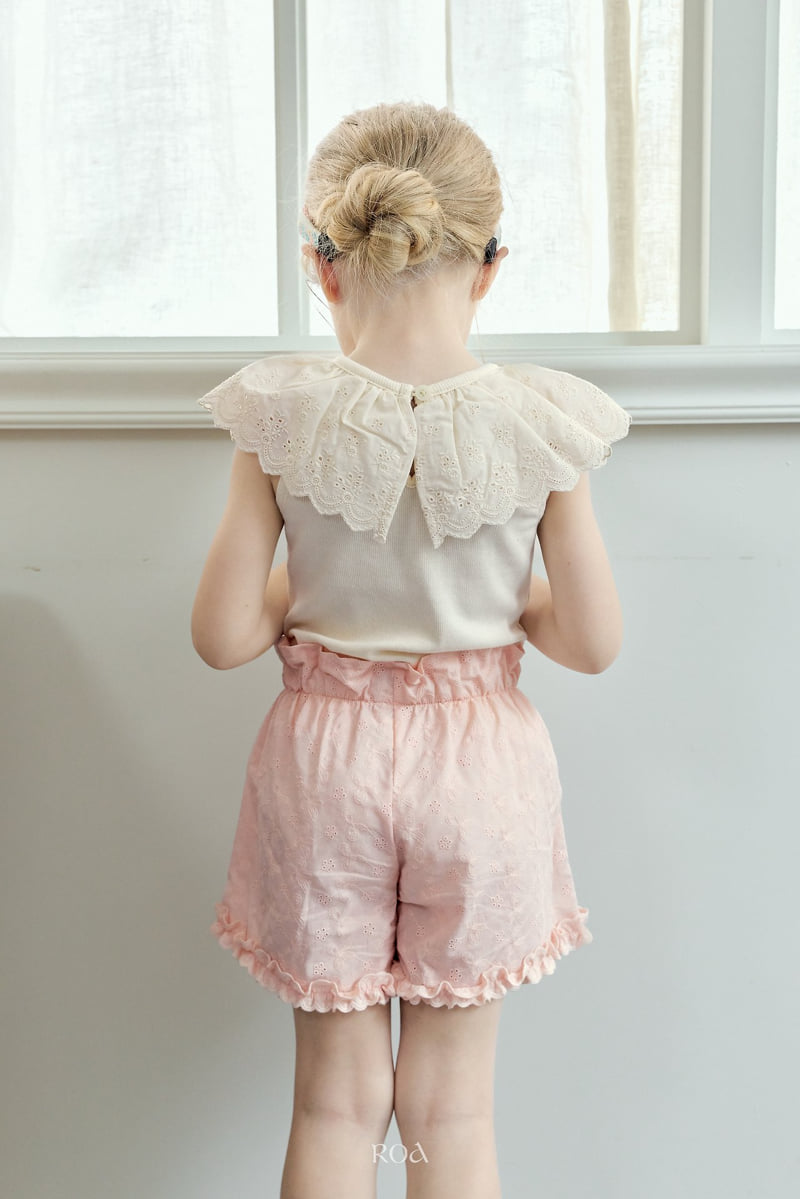 Roa - Korean Children Fashion - #kidsshorts - Vanilla Lace Sleeveless Tee - 10