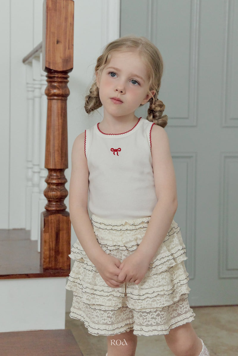 Roa - Korean Children Fashion - #fashionkids - Ribbon Embroidered Sleeveless Tee - 4