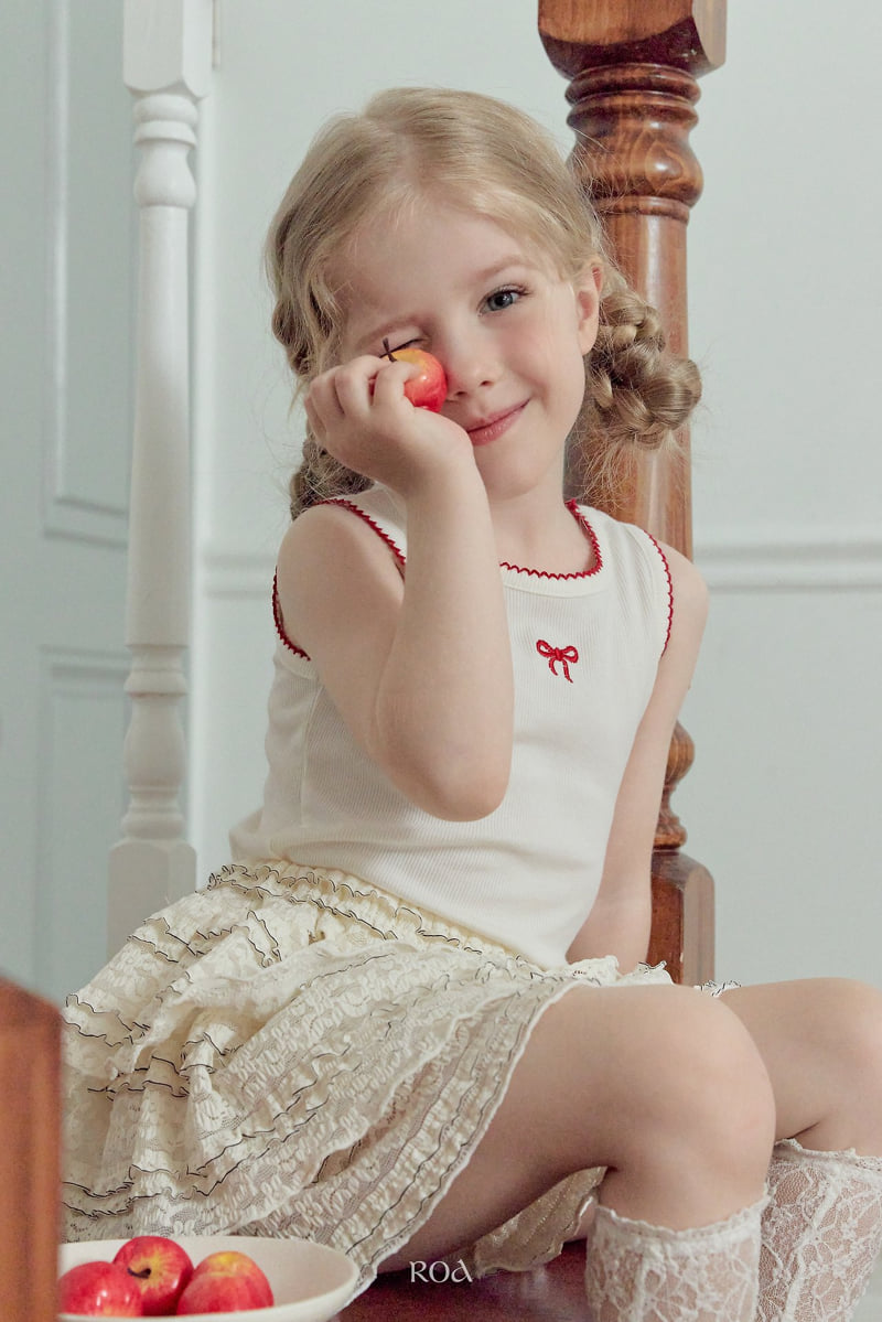 Roa - Korean Children Fashion - #kidsstore - Ribbon Embroidered Sleeveless Tee - 5