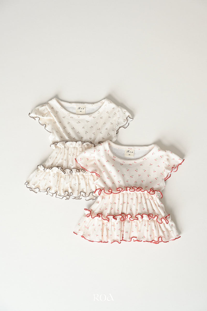 Roa - Korean Children Fashion - #kidzfashiontrend - Cherry Ribbed Tee