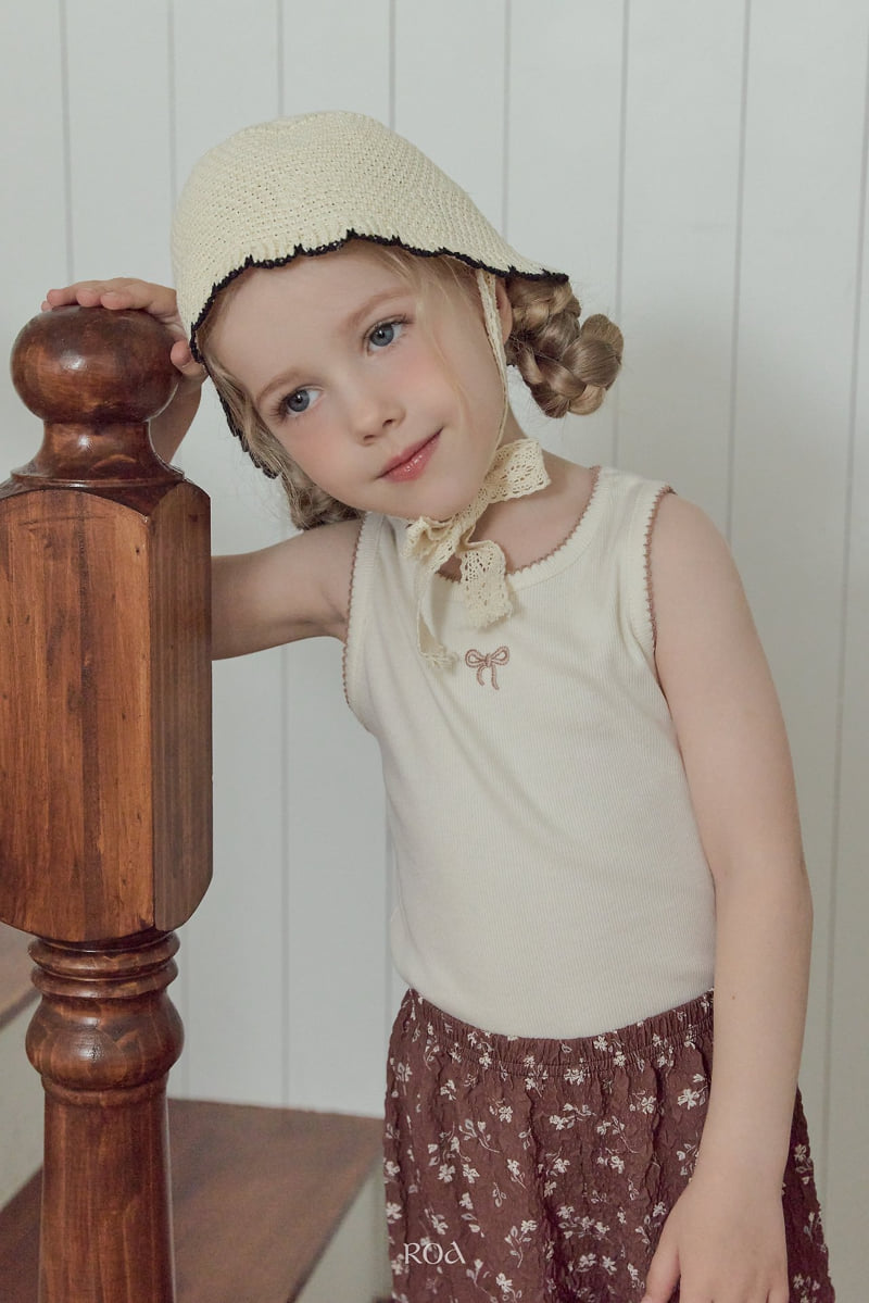 Roa - Korean Children Fashion - #todddlerfashion - Ribbon Embroidered Sleeveless Tee - 12