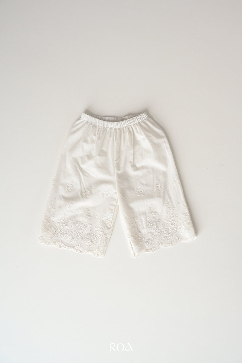Roa - Korean Children Fashion - #toddlerclothing - Blanc Embroidered Pants - 12