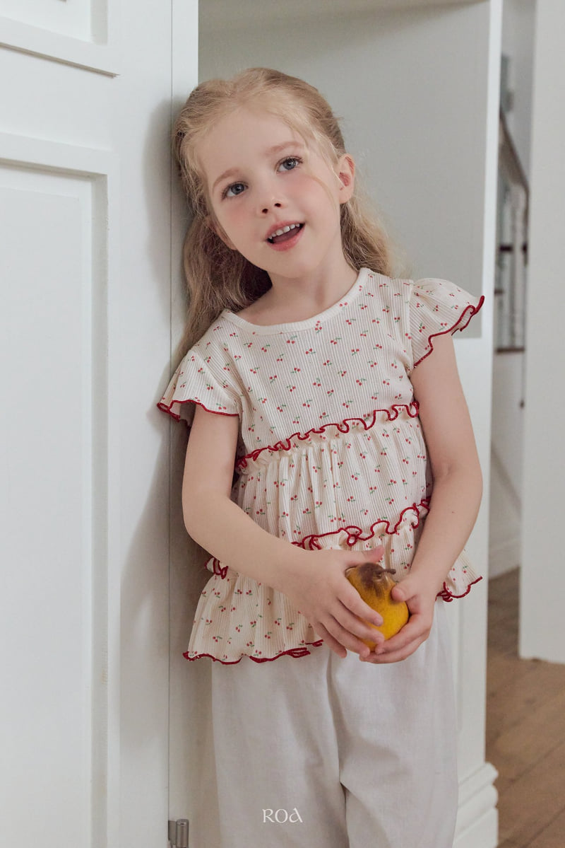 Roa - Korean Children Fashion - #toddlerclothing - Cherry Ribbed Tee - 8