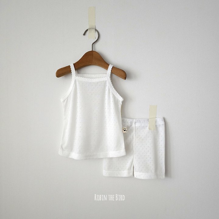 Saerobin - Korean Baby Fashion - #babyboutiqueclothing - Eyelet Mesh Strap Sleeveless Easywear - 2