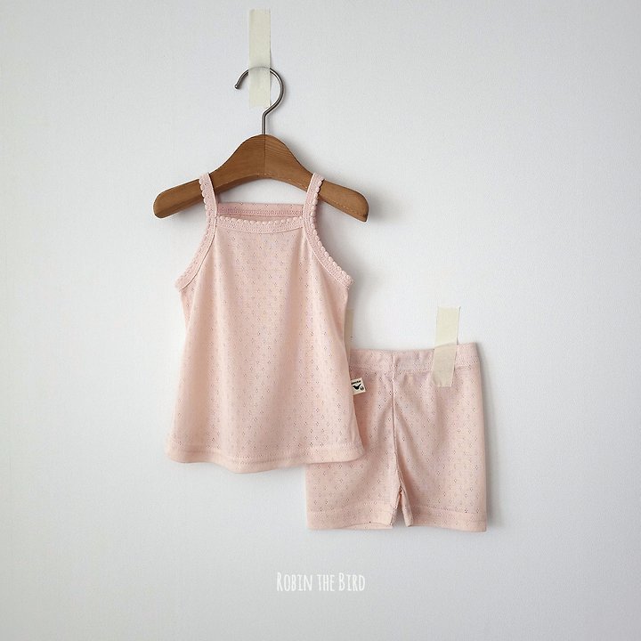 Saerobin - Korean Baby Fashion - #babyclothing - Eyelet Mesh Strap Sleeveless Easywear - 3