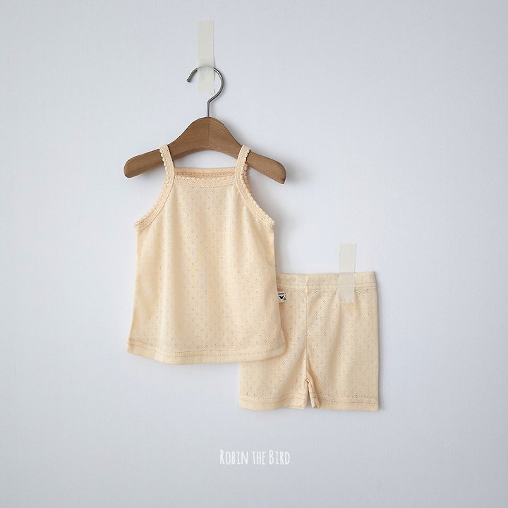 Saerobin - Korean Baby Fashion - #babyclothing - Eyelet Mesh Strap Sleeveless Easywear - 4