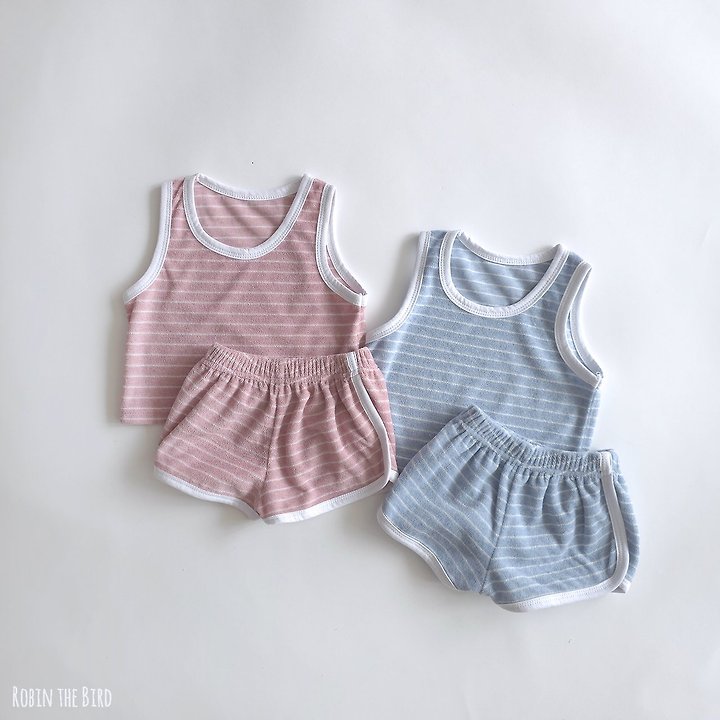 Saerobin - Korean Baby Fashion - #babyfever - Terry Sleeveless Set