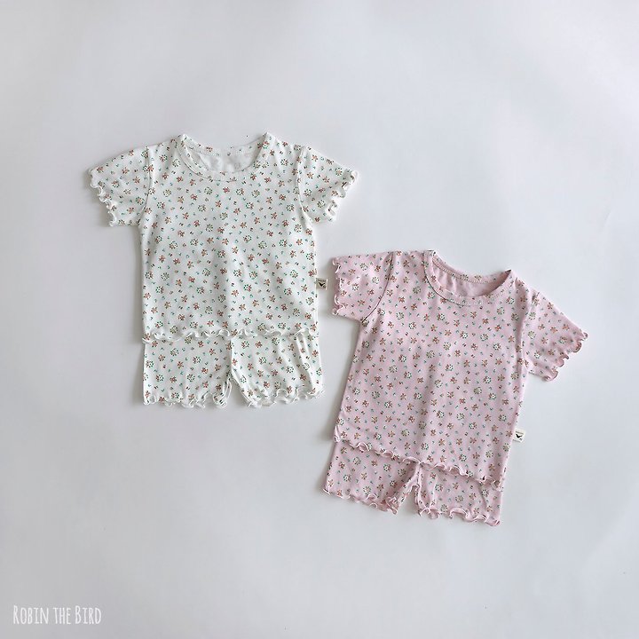 Saerobin - Korean Baby Fashion - #babygirlfashion - Flower Frill Short Sleeve Easywear