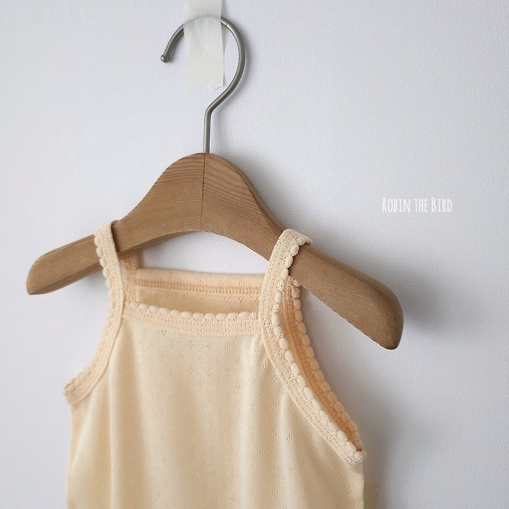 Saerobin - Korean Baby Fashion - #babygirlfashion - Eyelet Mesh Strap Sleeveless Easywear - 6