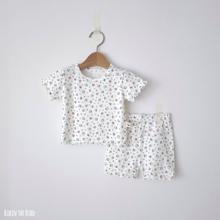 Saerobin - Korean Baby Fashion - #babylifestyle - Flower Frill Short Sleeve Easywear - 2