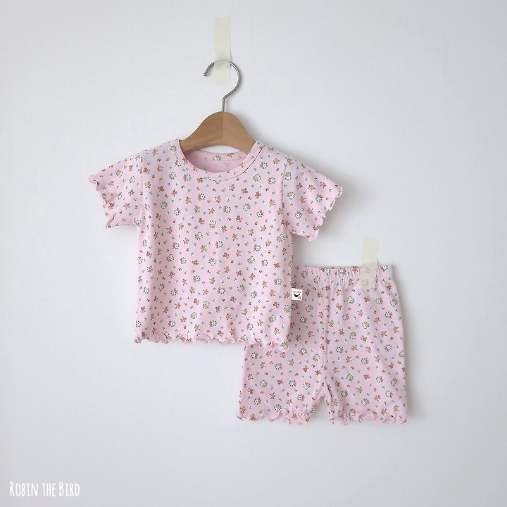 Saerobin - Korean Baby Fashion - #babyoninstagram - Flower Frill Short Sleeve Easywear - 3