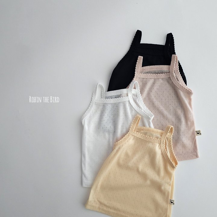 Saerobin - Korean Baby Fashion - #babyoninstagram - Eyelet Mesh Strap Sleeveless Easywear - 8