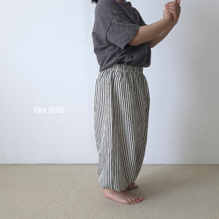 Saerobin - Korean Baby Fashion - #babyoninstagram - Striped Sausage Wrinkle Pants - 6