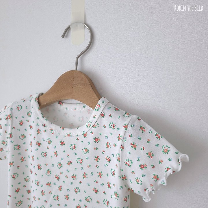 Saerobin - Korean Baby Fashion - #babyoninstagram - Flower Frill Short Sleeve Easywear - 4