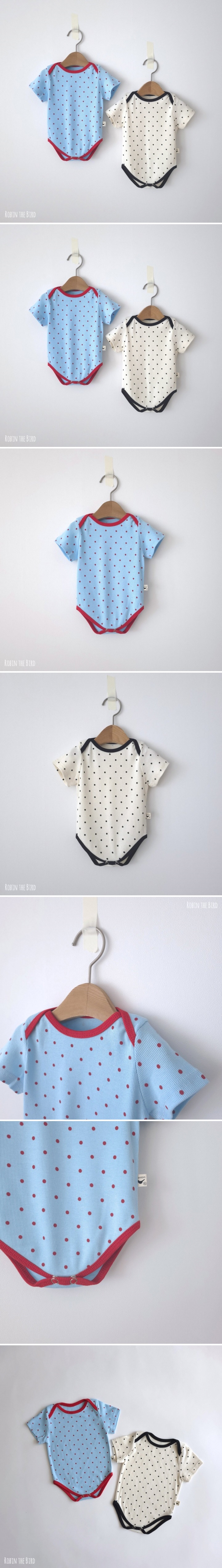 Saerobin - Korean Baby Fashion - #babyoutfit - Modal Dot Short Sleeve Bodysuit