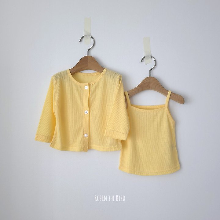 Saerobin - Korean Baby Fashion - #babyootd - Mellow Cardigan Strap Sleeveless Set - 4
