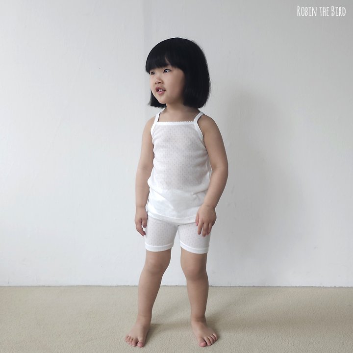 Saerobin - Korean Baby Fashion - #babywear - Eyelet Mesh Strap Sleeveless Easywear - 12