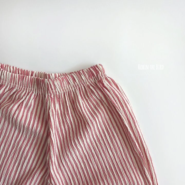Saerobin - Korean Baby Fashion - #onlinebabyshop - Striped Sausage Wrinkle Pants - 12