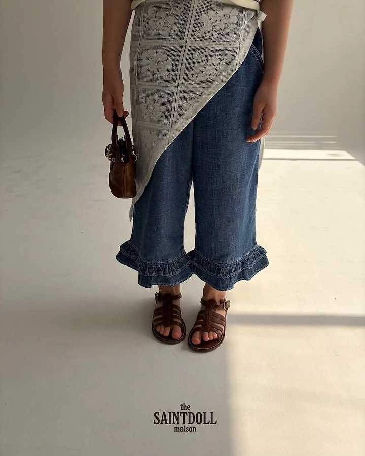 Saint Doll - Korean Children Fashion - #Kfashion4kids - Petite Frill Denim Pants - 10