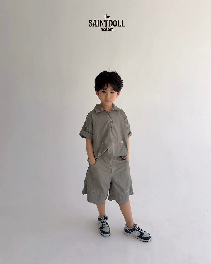 Saint Doll - Korean Children Fashion - #childofig - Stitch Half-Zip Shirt - 8