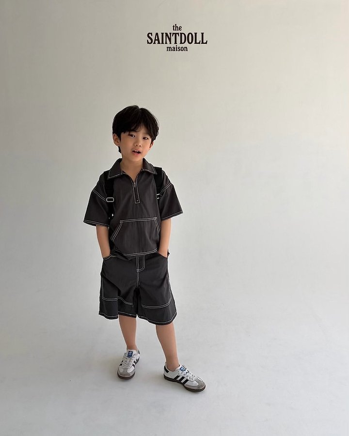 Saint Doll - Korean Children Fashion - #fashionkids - Stitch Half-Zip Shirt - 12