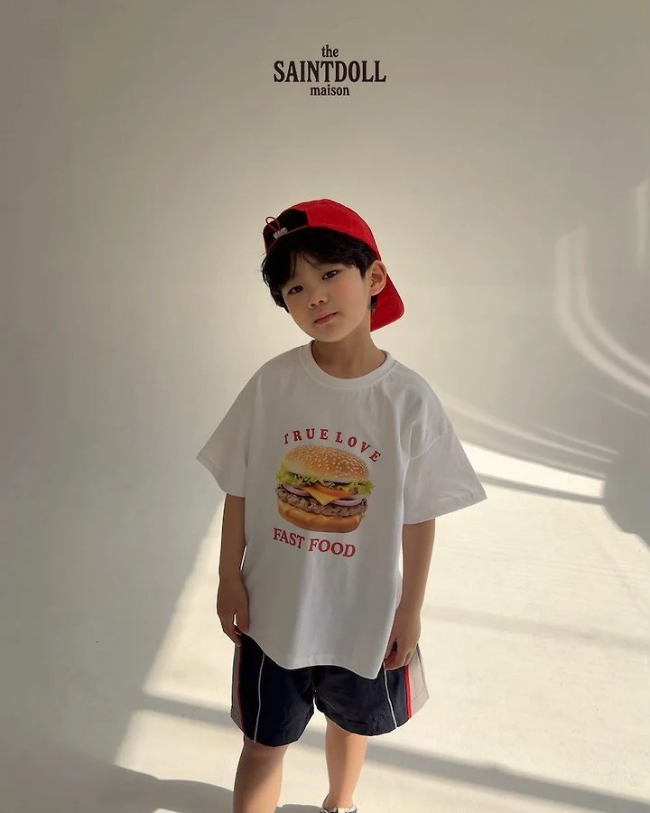 Saint Doll - Korean Children Fashion - #kidsshorts - Hamburger Tee - 7