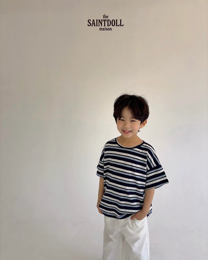 Saint Doll - Korean Children Fashion - #kidsshorts - Cool Striped Tee - 7