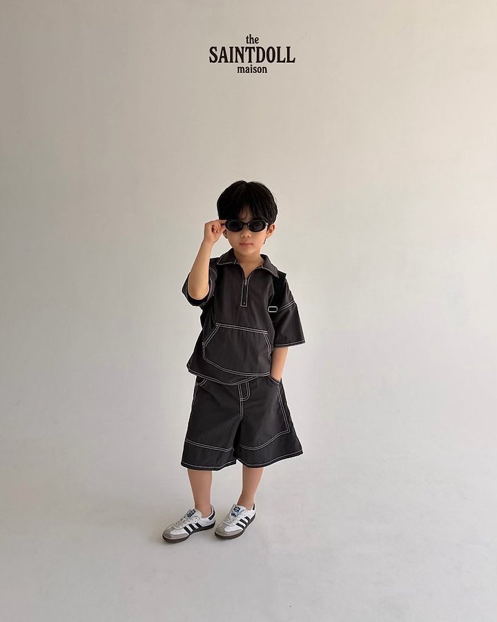 Saint Doll - Korean Children Fashion - #prettylittlegirls - Stitch Half-Zip Shirt - 6