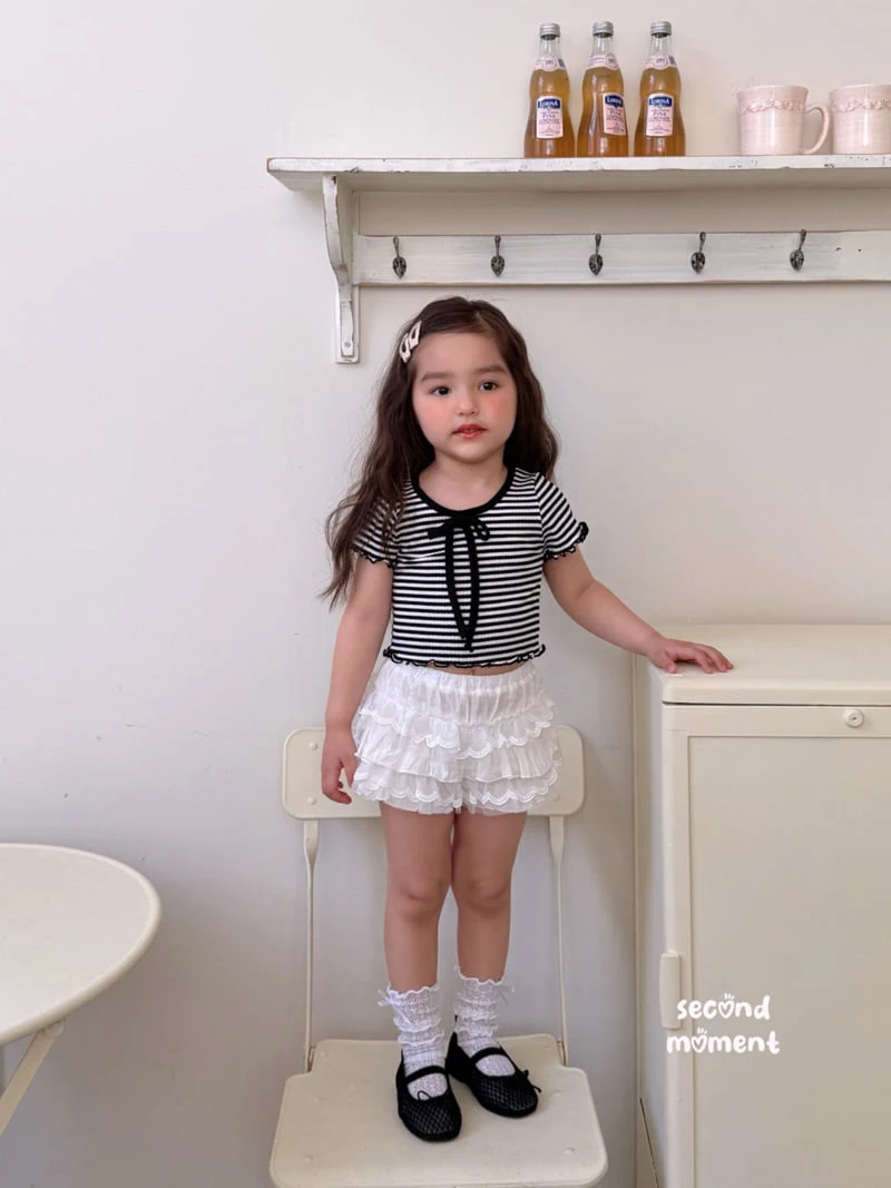 Second Moment - Korean Children Fashion - #kidsshorts - Stripe Ribbon Tee - 4