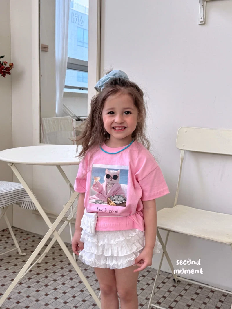 Second Moment - Korean Children Fashion - #kidsshorts - Champagne Cat Tee - 4