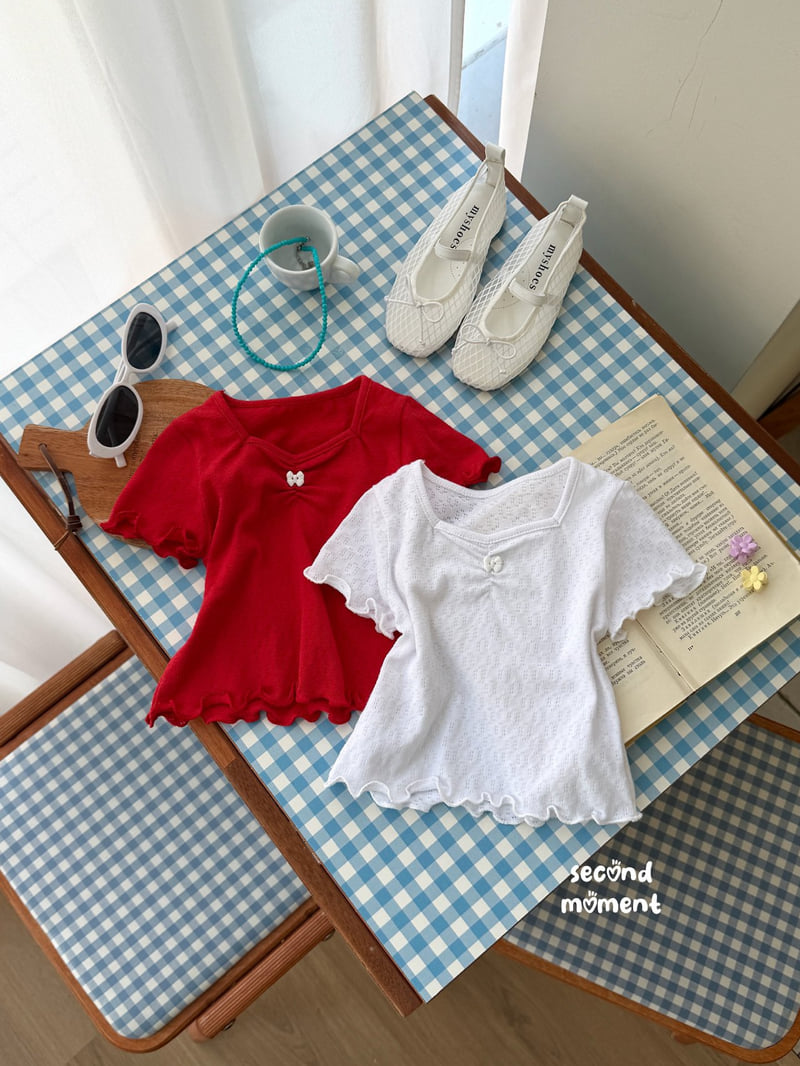 Second Moment - Korean Children Fashion - #kidzfashiontrend - Ribbon Eyelet Tee - 3
