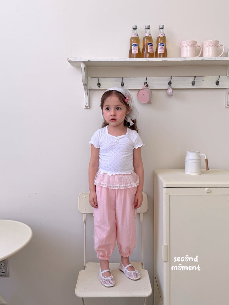 Second Moment - Korean Children Fashion - #magicofchildhood - Ribbon Eyelet Tee - 6