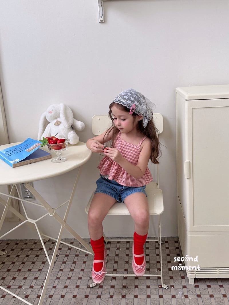 Second Moment - Korean Children Fashion - #minifashionista - Milky Check Frill Top - 5