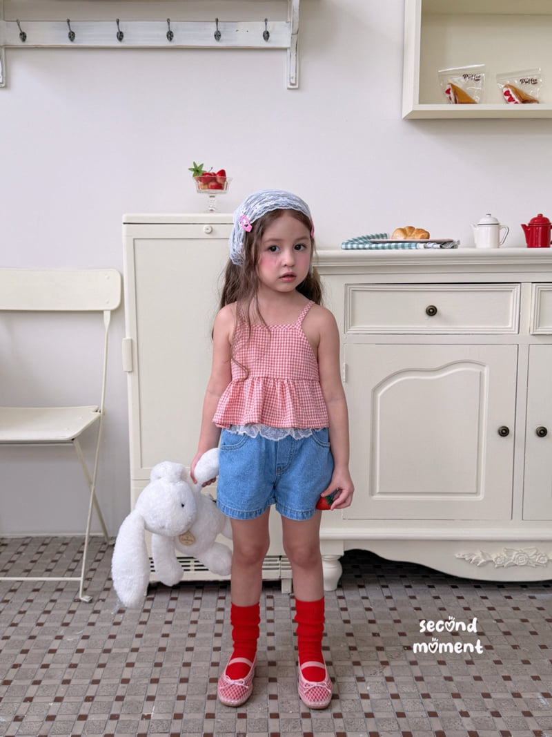 Second Moment - Korean Children Fashion - #prettylittlegirls - Milky Check Frill Top - 6