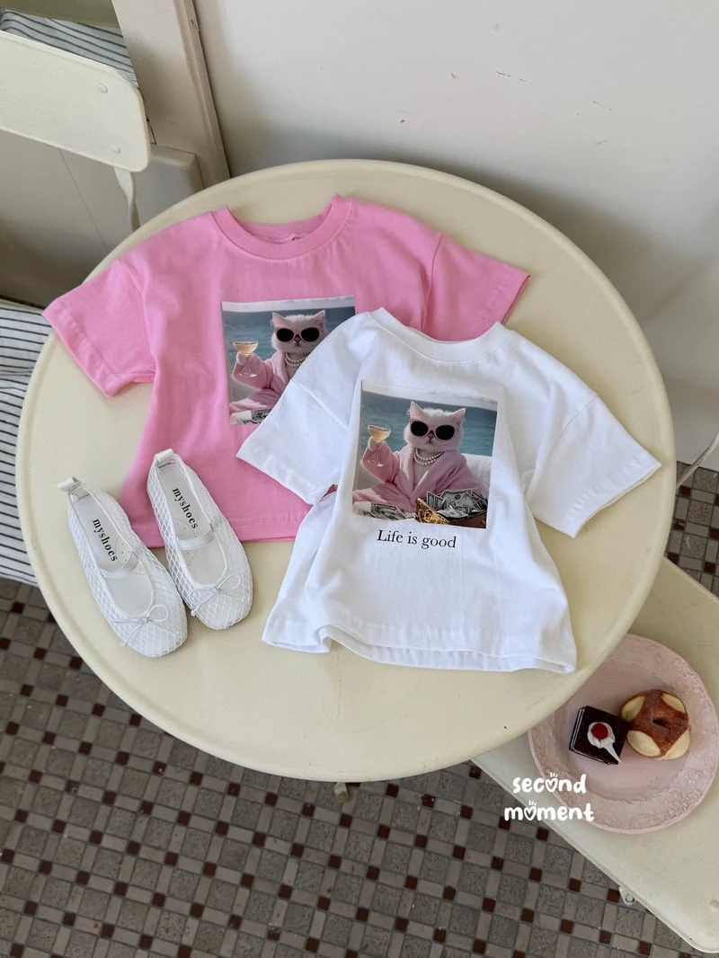 Second Moment - Korean Children Fashion - #toddlerclothing - Champagne Cat Tee - 12