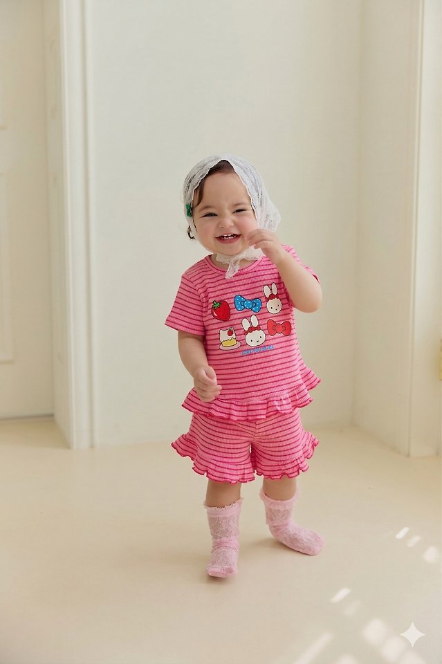 Sera - Korean Baby Fashion - #babyboutique - (Bebe) Stripe Frill Set