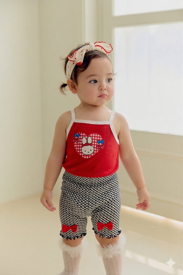 Sera - Korean Baby Fashion - #babyboutique - (Bebe) Heart Jacquard Strap Sleeveless - 8
