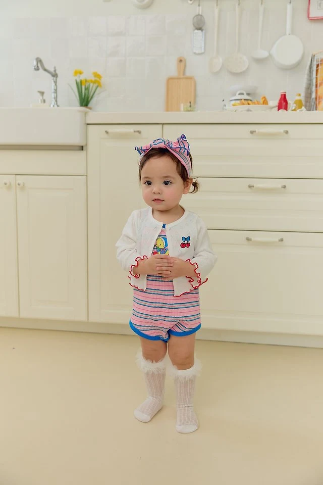Sera - Korean Baby Fashion - #babyboutiqueclothing - (Bebe) (Hairband Set) Cherry Strap Sleeveless Suit - 5