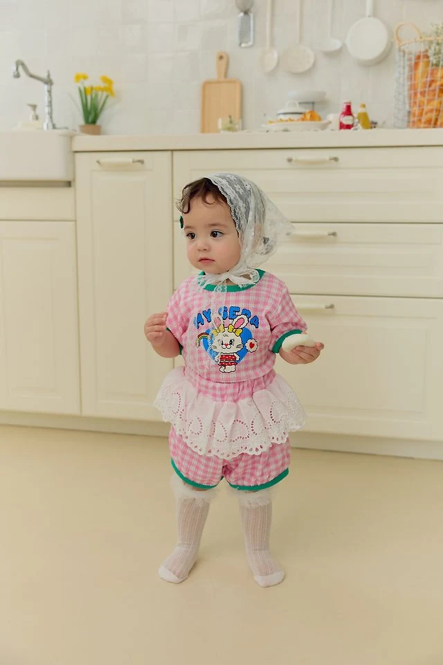 Sera - Korean Baby Fashion - #babyboutiqueclothing - (Bebe) Check Rainbow Set
