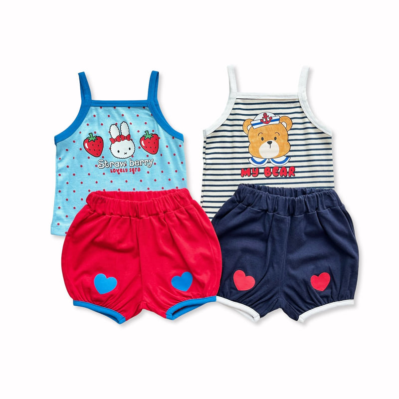 Sera - Korean Baby Fashion - #babyclothing - (Bebe) Strap Sleeveless Set - 11